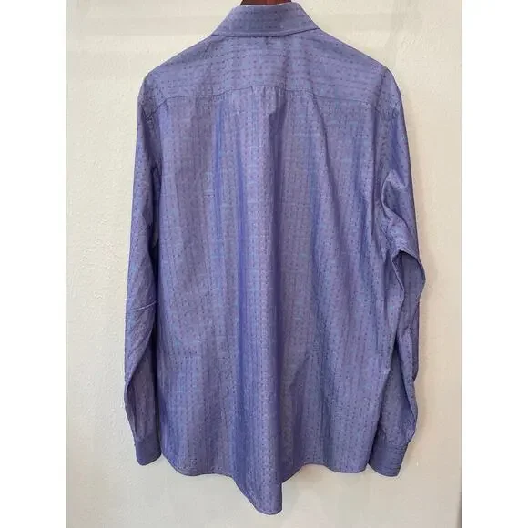 Robert Graham Long Sleeved Purple Dress Shirt Size 46 Neck 18. - Picture 3 of 7